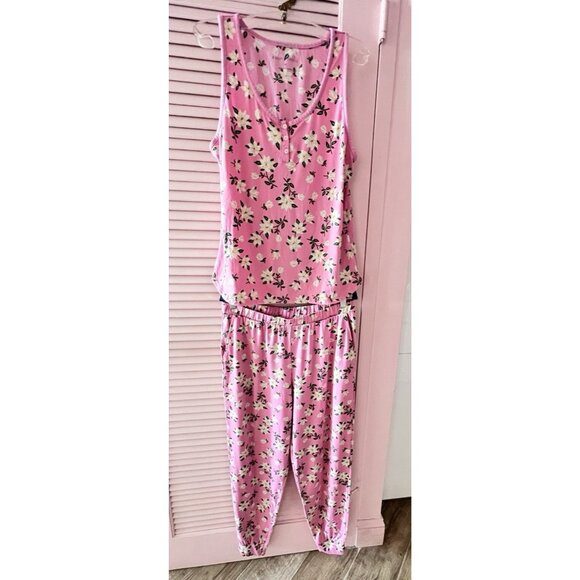 DRAPER JAMES Women's Sz M Pajama Set Pink MAGNOLIA Floral Soft Sleeveless - Picture 2 of 16